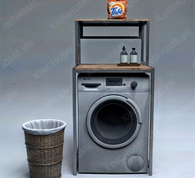Kệ máy giặt 2 tầng gỗ cao su khung sắt sơn tĩnh điện KMG79
