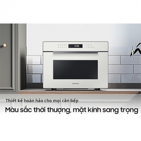 Lò vi sóng kết hợp nướng Samsung Bespoke MC35R8088LE/SV - Mặt kính trắng