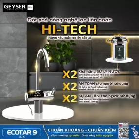 Máy lọc nước ion kiềm giàu hydro Geyser Ecotar 9 Lux