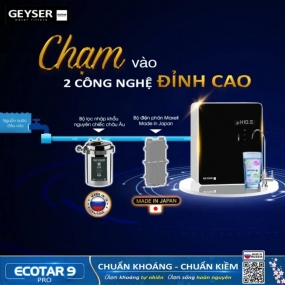 Máy lọc nước ion kiềm giàu hydro Geyser Ecotar 9 Pro