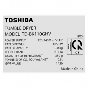 Máy sấy bơm nhiệt TOSHIBA TD-BK110GHV(MK) 10kg