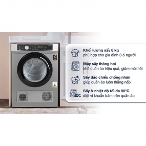 Máy sấy thông hơi Aqua 8 kg AQH-V800H SS