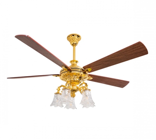 Quạt trần đèn chùm 5 cánh Milan FY963 – Mạ vàng 24K