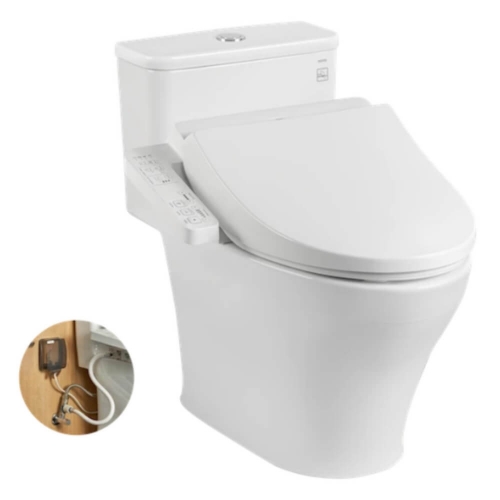 Bàn cầu một khối Toto MS857DW18XW kèm nắp rửa điện tử WASHLET dòng C2 cơ bản