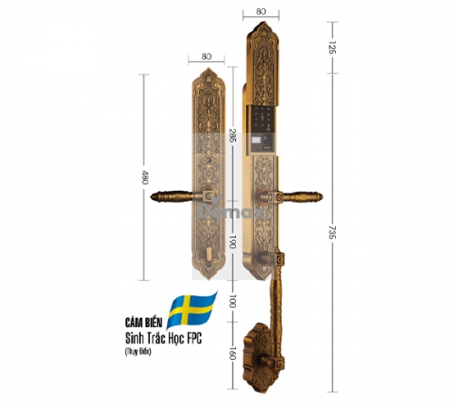 Khoá cửa đại sảnh Demax SL886 GB