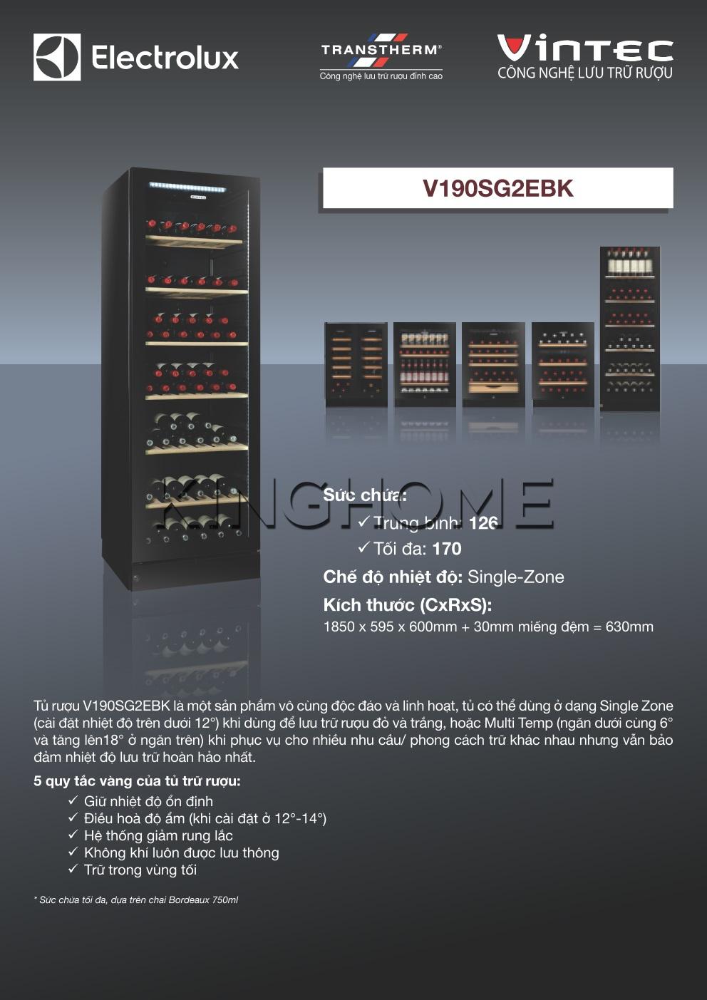 Tủ rượu vang Electrolux Vintec V190SG2EBK