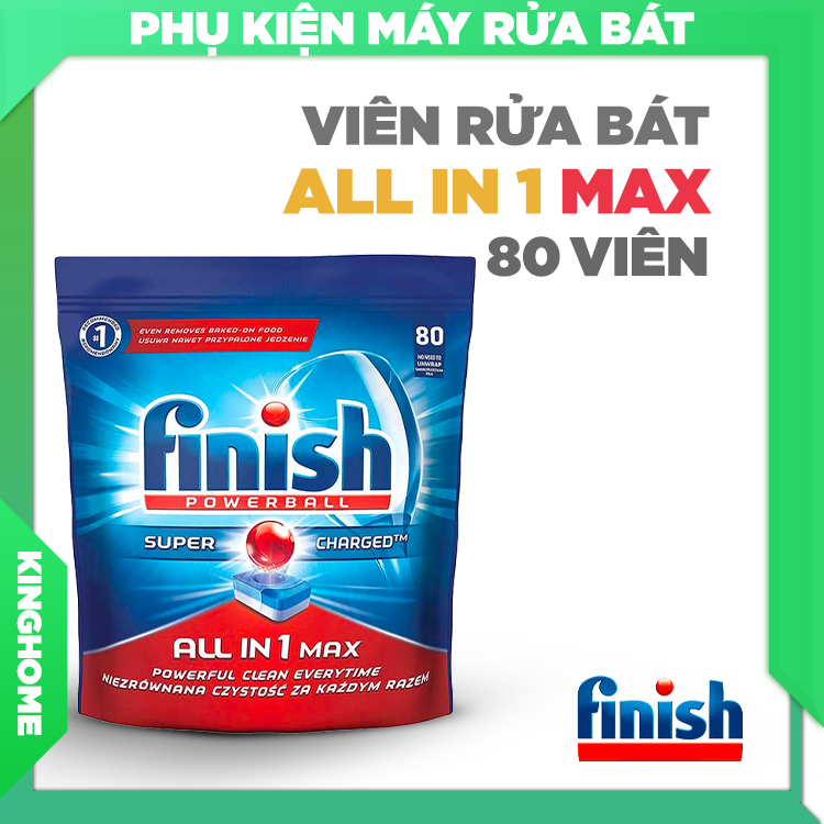 Viên rửa bát Finish All In 1 Max 80 viên - Hương chanh