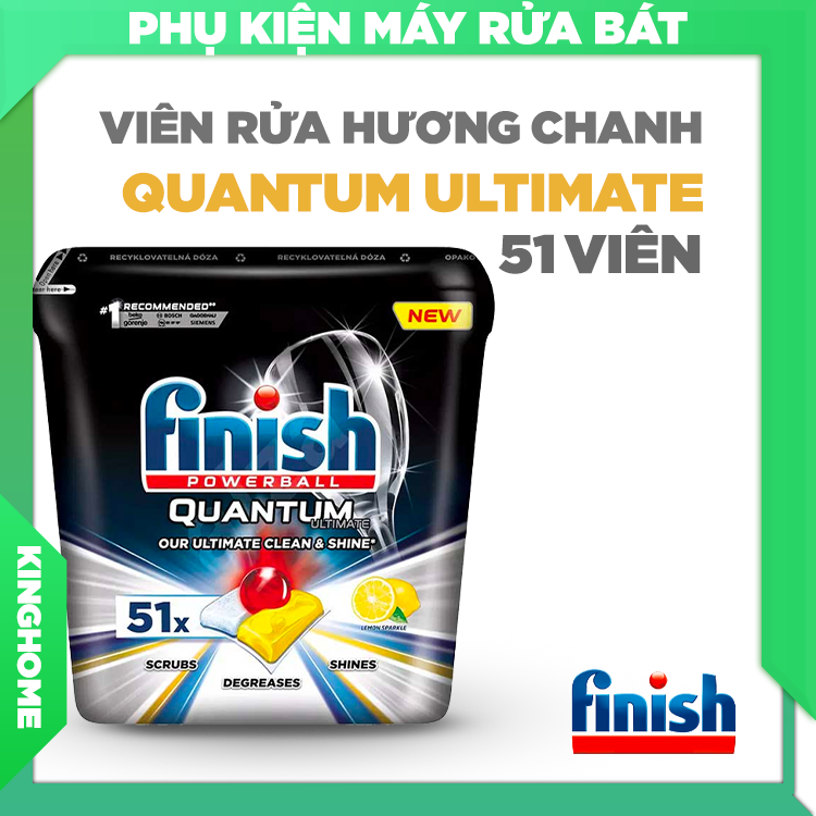 Viên rửa bát Finish Quantum Ultimate 51 viên - Hương chanh
