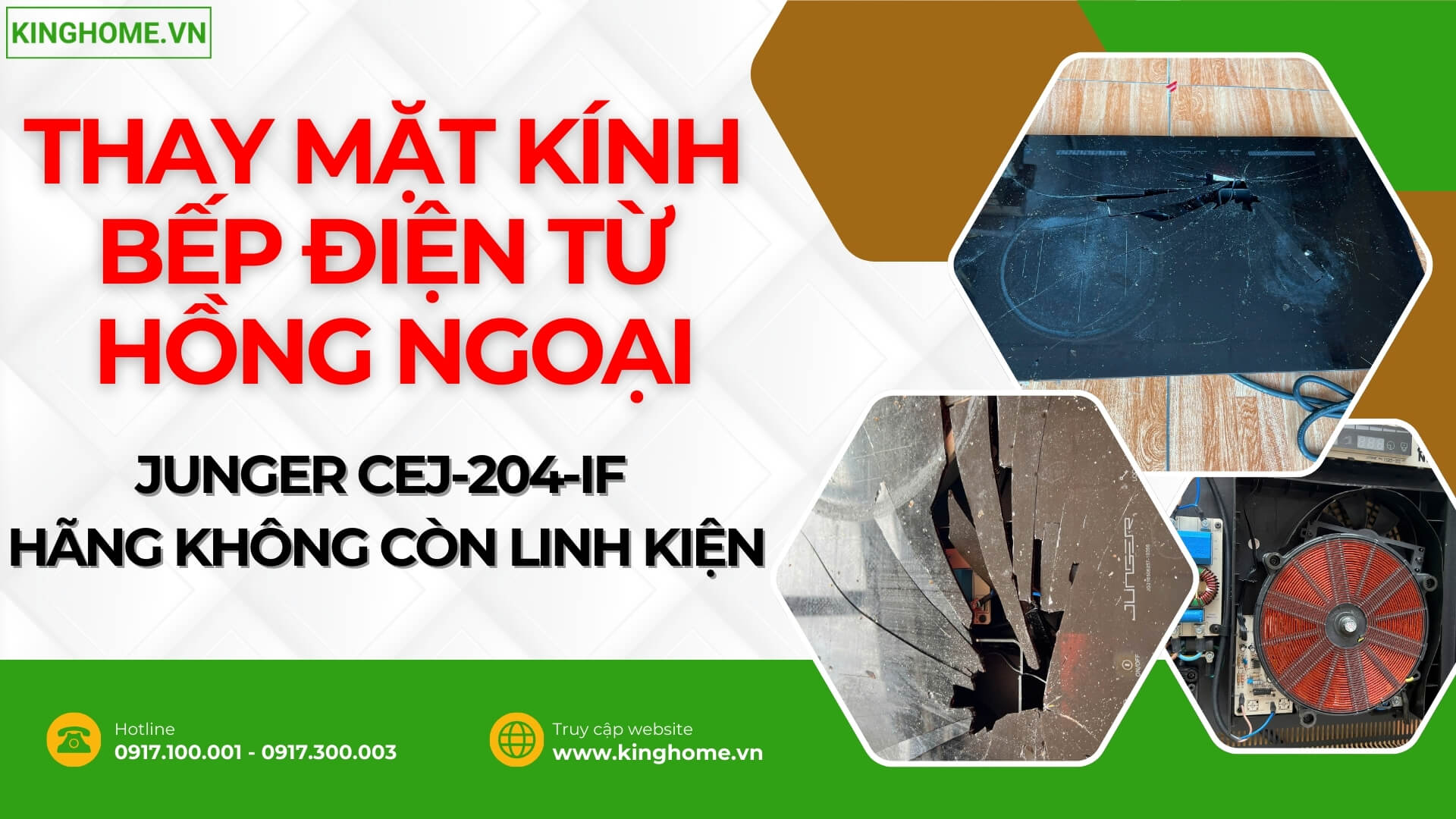 Thay mặt kính Bếp điện từ hồng ngoại Junger CEJ-204-IF cho vị khách ở Cà Mau do hãng không còn linh kiện