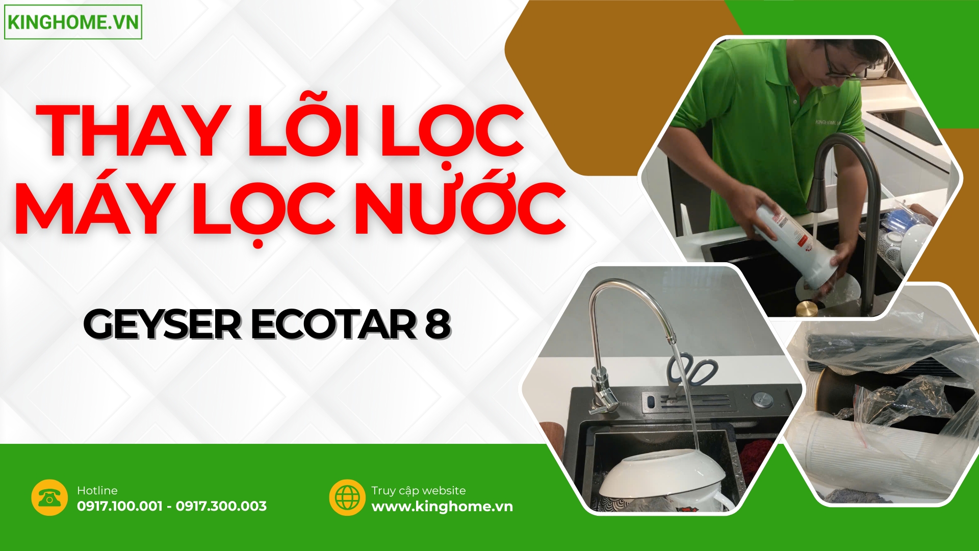 Thay lõi lọc máy lọc nước Geyser Ecotar 8 cho chị Ngọc tại quận 8