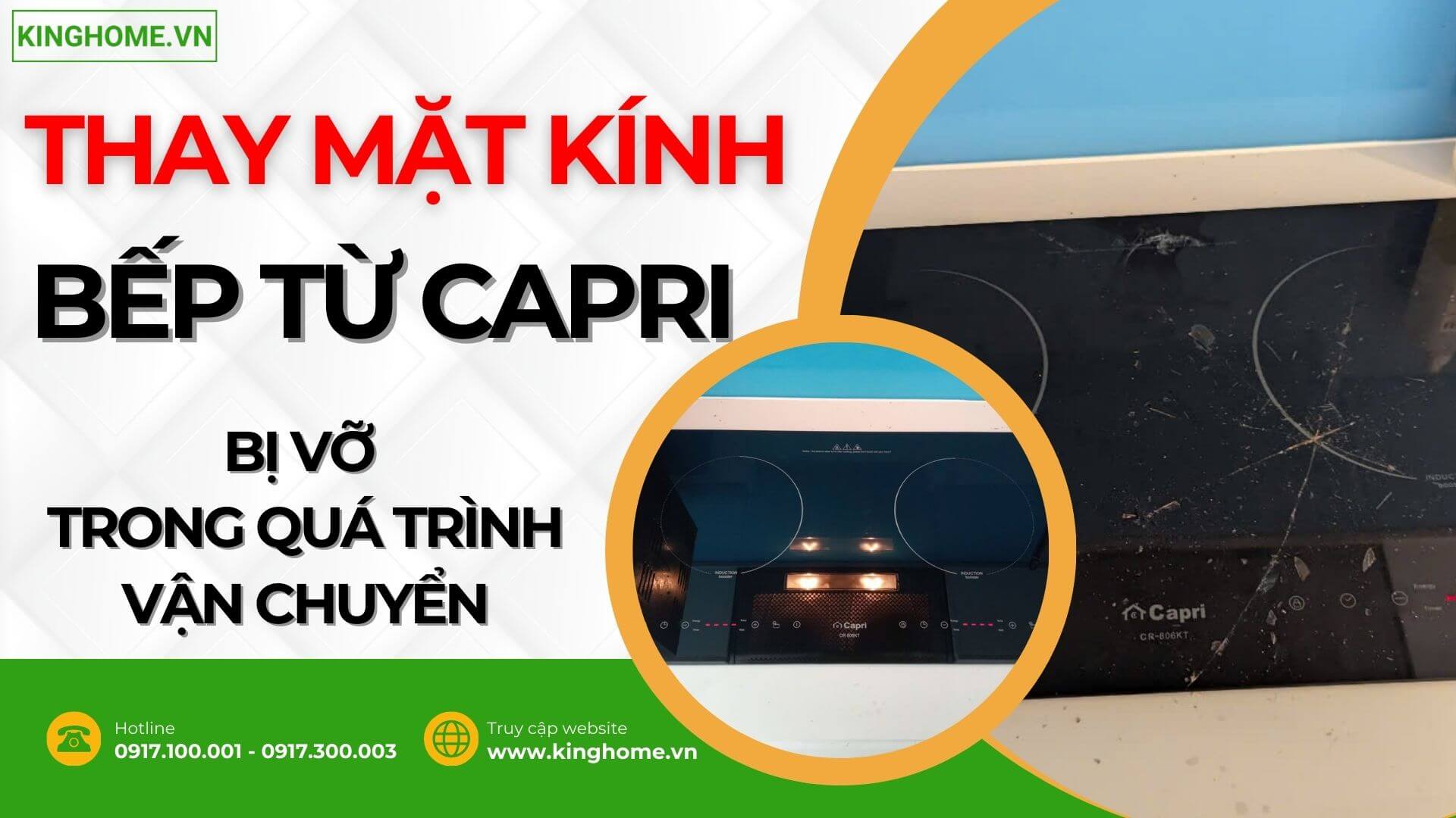 Thay thế mặt kính Bếp từ Capri cho anh Chương ngụ tại Quận 4, Tp.HCM bị vỡ trong quá trình vận chuyển và lắp đặt các thiệt bị chuyển đến chỗ ở mới