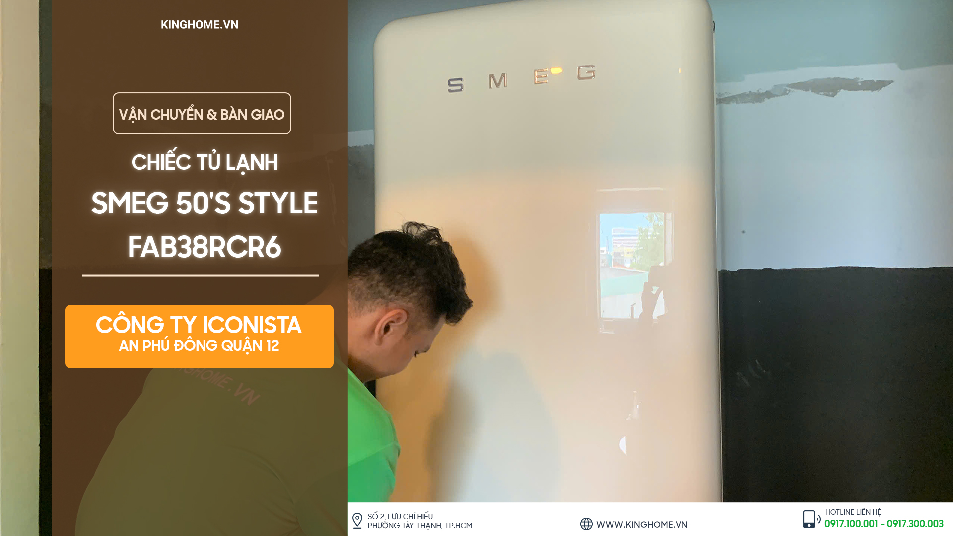 Bàn giao combo Tủ Lạnh Smeg 50's Style FAB38RCR6 - Bếp Từ Smeg SI964PM Công Ty ICONISTA An Phú Đông Quận 12