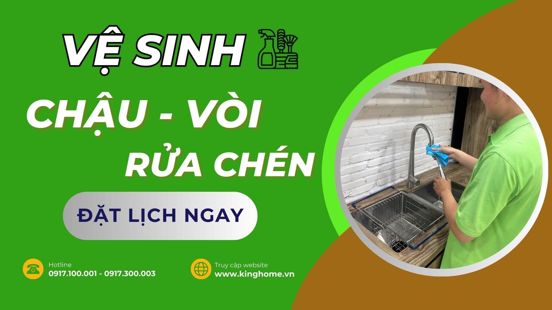 Vệ sinh chậu, vòi rửa chén