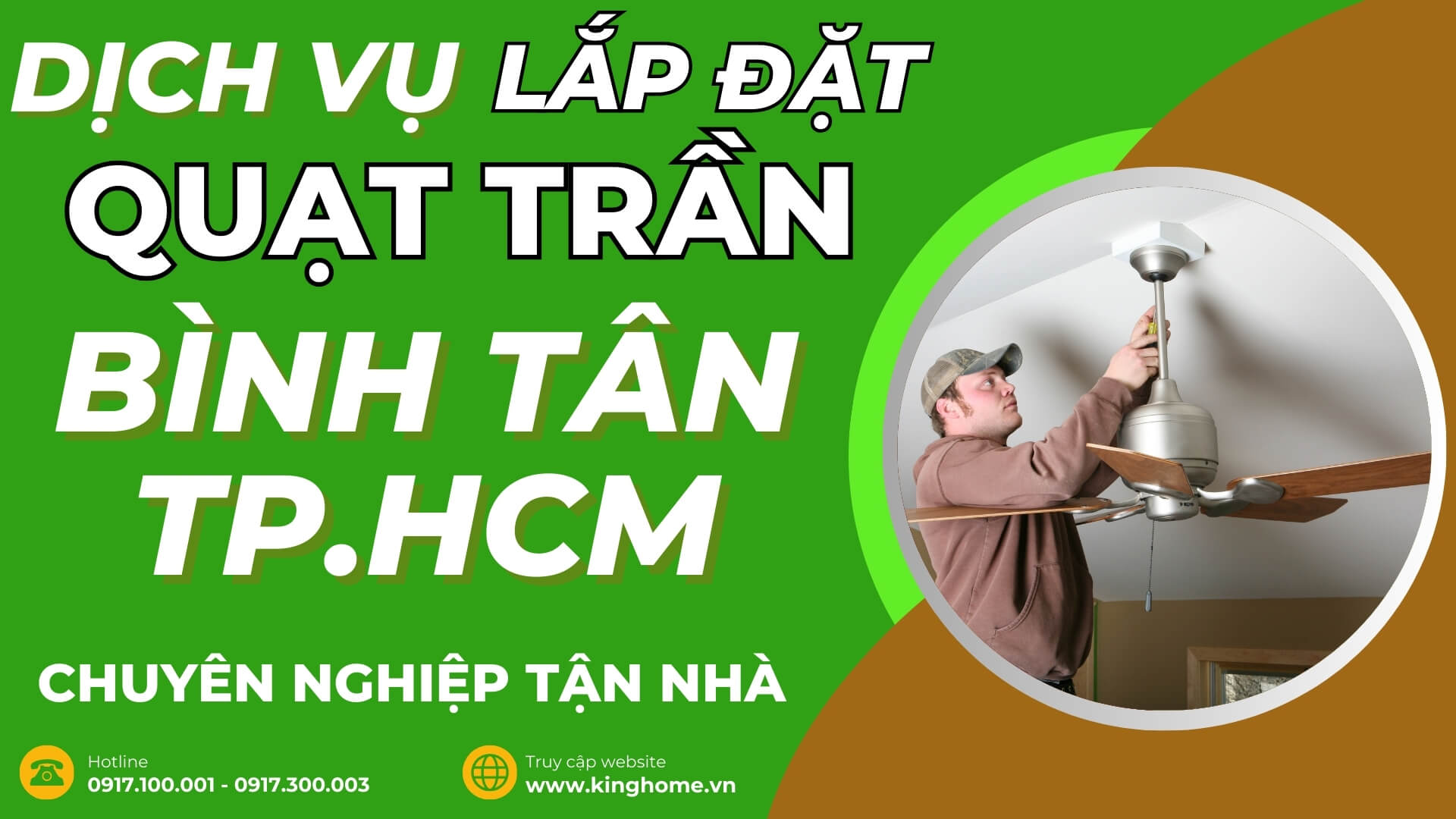 Dịch vụ lắp đặt quạt trần ở đâu tại Quận Bình Tân TPHCM chuyên nghiệp tận nhà