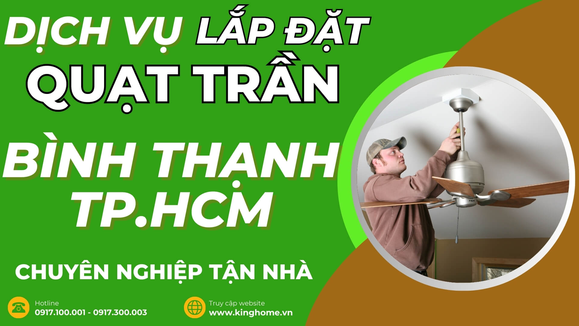 Dịch vụ lắp đặt quạt trần ở đâu tại Quận Bình Thạnh TPHCM chuyên nghiệp tận nhà