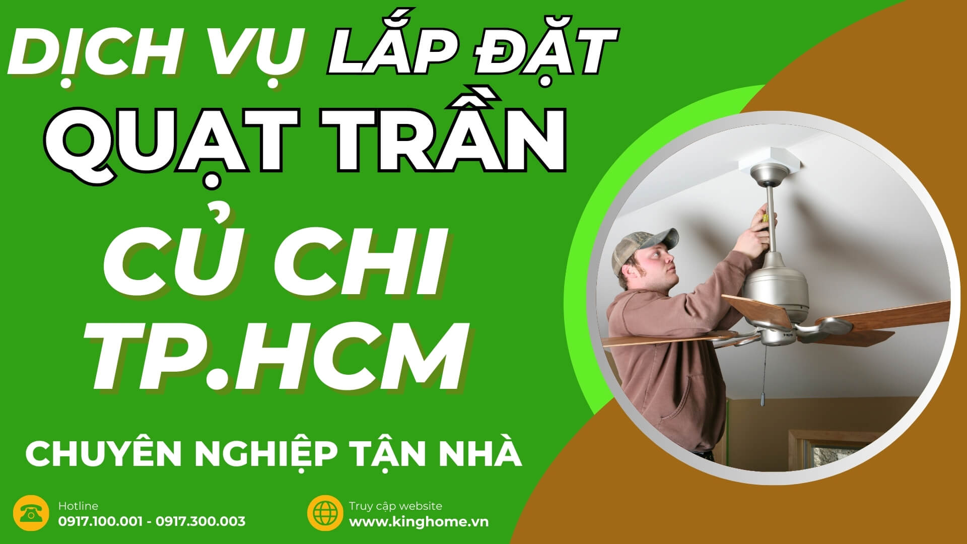 Dịch vụ lắp đặt quạt trần ở đâu tại Củ Chi TPHCM chuyên nghiệp tận nhà