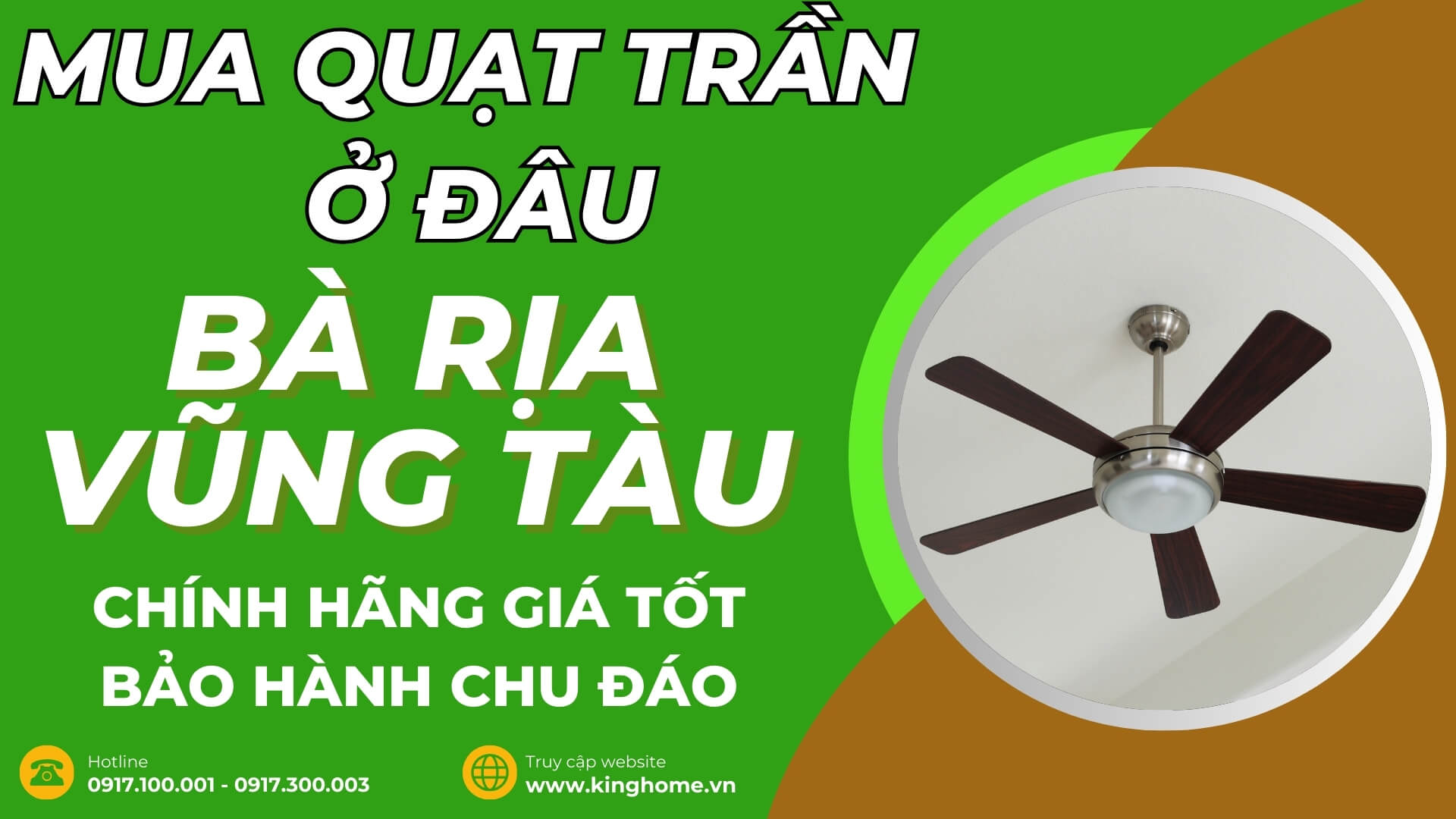 Mua quạt trần ở đâu tại Bà Rịa - Vũng Tàu chính hãng giá tốt bảo hành chu đáo